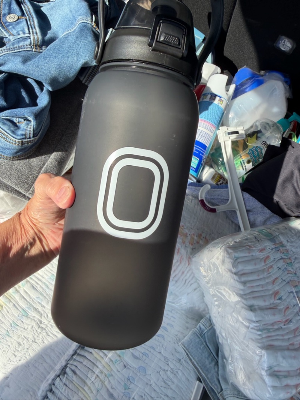 Black overtime Water Bottle with Flip Lid - new